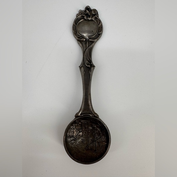 Vintage 7” Spoon Pewter? mark says Rein 95% Zinn Flatwear Silverware Fork Knife - Picture 1 of 6